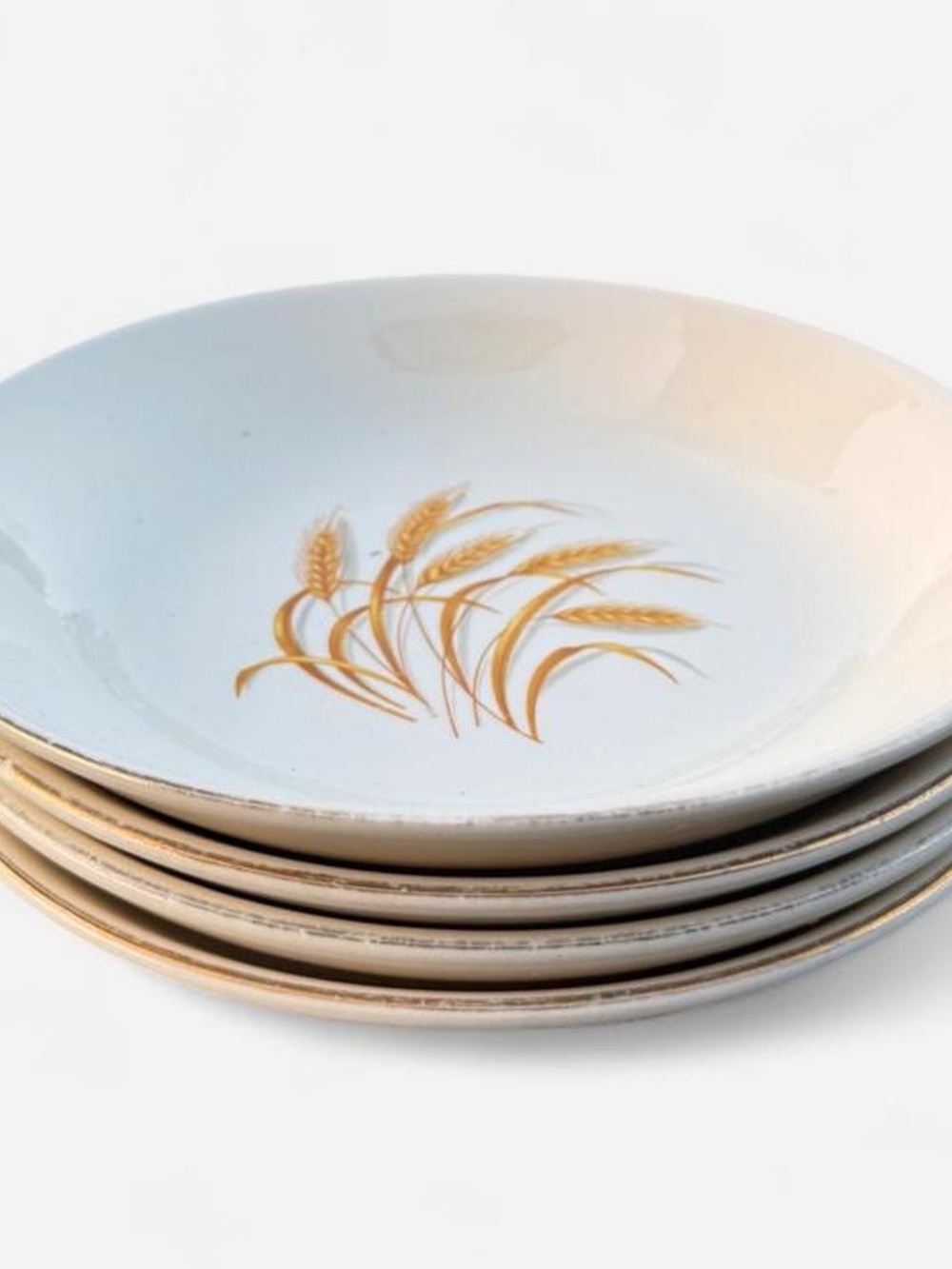 Vintage Homer Laughlin Golden Wheat Plates Set of 4 7.5” 22K Gold Mid Century